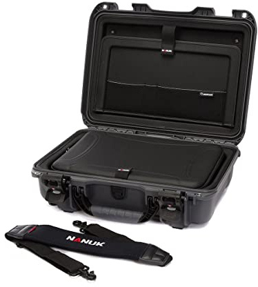 Nanuk 923 Wasserdichter Hartschalenkoffer Mit Laptop-Kit, mit Riemen (TSA-Verschlüsse) - Graphit