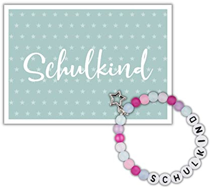 Glücksschmiedin - Schulkind 2024, Geschenk zur Einschulung, Perlenarmband und Postkarte, lokal handgefertigt
