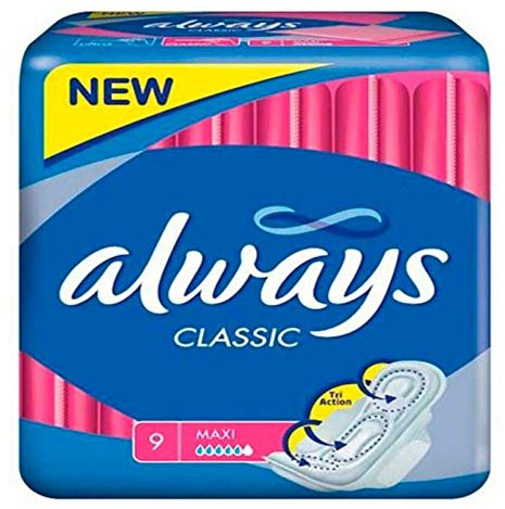 Always - Always Classic (Size 2) Sanitary Napkins with Wings - 9 Pieces