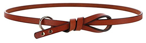 Oyccen Frauen Dünner Gürtel Leder Verknotet Bund Kleid Dekoration Damen Dünne Gürtel (Brown)