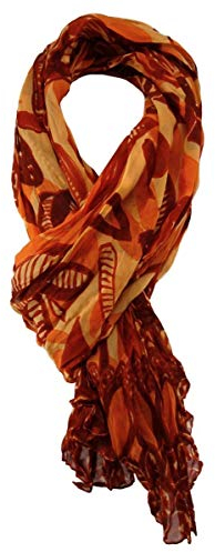 TigerTie - Chiffon Designer Schal in orange rot gemustert