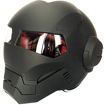 MTTKTTBD Iron Man Motorradhelm Integralhelm,Personality Motocrosshelme Fullface Helm für Scooter Moped Cruiser Damen Herren,Confortable Klapphelme mit Visier