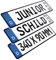 L & P Car Design 1 Stück Kennzeichen Junior-Schild 34cm x 9cm Geburtstags Schild Datum Wunschtext Wunschkennzeichen Wunschprägung Namenskennzeichen Namensschild Bobbycar Kettcar Fun Schild