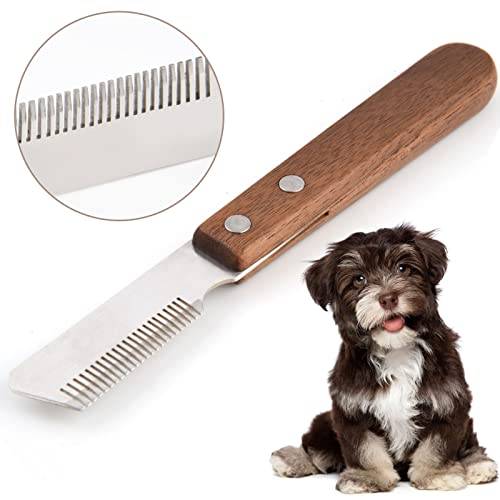 onebarleycorn Couteau à Trimmer pour Main Droitier Couteau à dénuder Professionnel pour Chien avec Manche Ergonomique en Bois