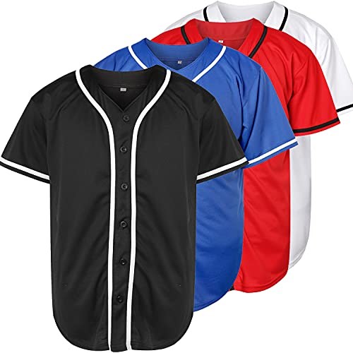 Blank Plain Hip Hop Hipster Baseball Jersey Button Down Shirts Sport Uniformen Herren Damen Trikot - Schwarz - X-Groß