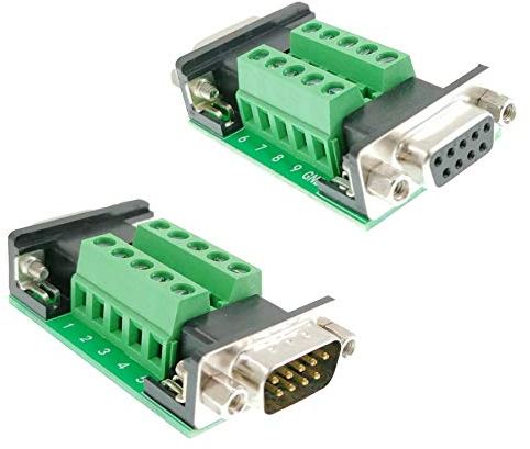 BUELEC DB9 Female and Male Connector In One Breakout Board,RS232/RS485/CAN/RS422 with DB9 Connector to Terminal Board Signal Module(Packs of 2)