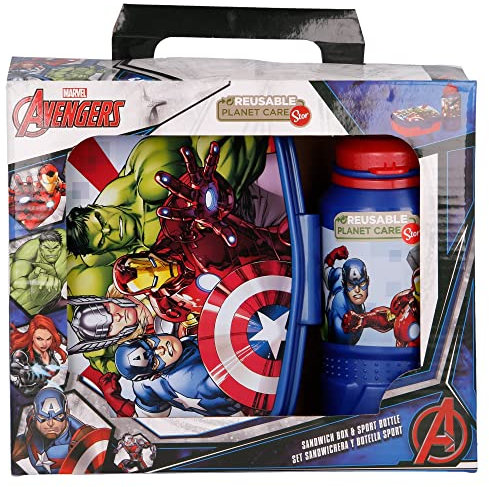 SET VUELTA AL COLE (BOTELLA SPORT EASY 420 ML Y SANDWICHERA RECTANGULAR) AVENGERS ROLLING THUNDER