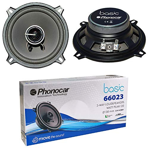 WOOFER 2 Altavoces Compatible con PHONOCAR Basic 66023 coaxial de 2 vías 13,00 cm 130 mm 5 de diámetro 30 vatios rms 60 vatios máx 4 ohmios 90 db, por par