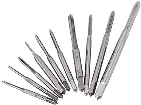 10 Stück Gewindebohrer Set, Gewindeschneidwerkzeug Set, HSS Metrisches Gerades Rohr M1 M1.2 M1.4 M1.6 M1.7 M1.8 M2 M2.5 M3 M3.5 Modellbau Gewindeschneider Set, Handwerkzeug Set