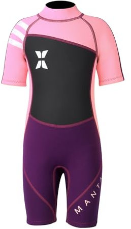 Kinder Shorty Neoprenanzug, 2,5 mm Neopren Einteiler Badeanzüge UV-Schutz Badeanzüge für Mädchen Jungen Schwimmen Tauchen Schnorcheln Surfen