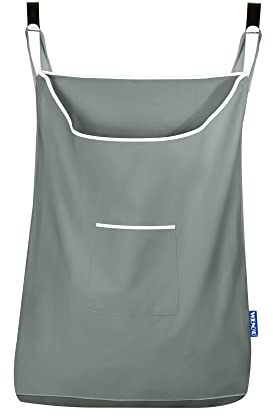 WENKO Wäschesack zum Aufhängen über der Tür mit Haken, für Badezimmer, Schrank, platzsparend, Wandmontage, 10 x 52 x 81 cm, Salbei