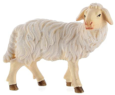 Holyart Stehendes Schaf rechts bemalten Grödnertalholz für Krippe Kostner 9.5cm