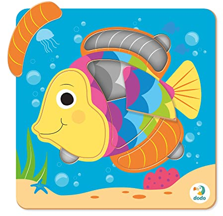 Puzzle für Kleinkinder 5 Teile Fisch für 2+ Jahre Kinder Dodo Pädagogisches Geschenk für Jungen und Mädchen (Bild, Fisch)