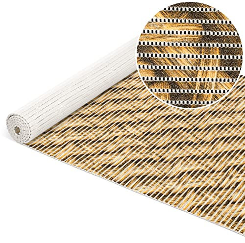 ANRO Badematte Weichschaummatte Bad- und Duschvorleger Antirutsch Badläufer Geflecht Optik Braun 400x65cm