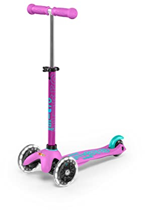 Micro® Mini Deluxe LED, Original Design 2-5 Jahre, Gewicht 1,95 kg, max. Traglast 50 kg, Höhe 48-68 cm, Roller mit 3 Rädern, mit LED-Beleuchtung, ABEC9-Kugellager, rutschfeste Plattform (einzeln,