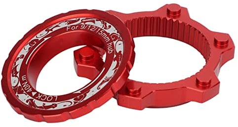 BuyWeek Bicycle Center Lock 6 Bolts Rotor Adapter, Aluminum Alloy Centerlock to 6 Bolts Rotor Adapter for Mountain Bike(Red)