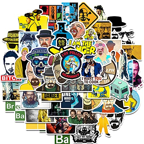 Breaking Bad Aufkleber für Laptop(50 PCS),Geschenk für Kinder Teens Erwachsene Jungen,Wasserdichte TV Aufkleber für Wasserflaschen,Vinyl Stickers für Scrapbook,Skateboard,Auto