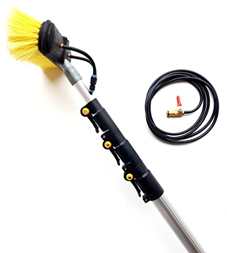 HI-TECH 16ft-20ft-24ft Window Cleaning Pole Water Fed Telescopic Extended Extension Conservatory Hose Fed Brush Kit.