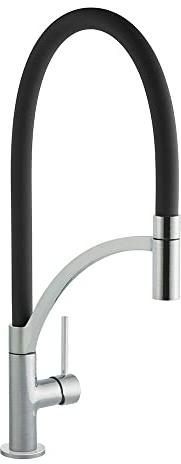 Cookology Giglio Pull-Out Single Lever Kitchen Tap - Brushed Black - Pull-Out Spout - High-Arched Design - Water-Saving Mixer