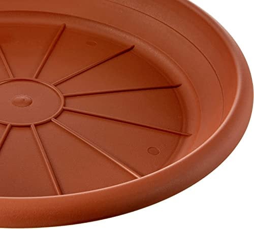 B2C Round Plastic Plant Pot Saucers/Water Trays Heavy Duty Sturdy Durable Various sizes and colours(8cm, Terracotta)
