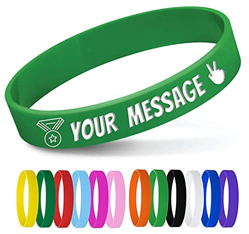 Personalisierte Text-Gummiarmbänder – Ideal für Veranstaltungen, Motivation, Spendenaktionen & Kinder-IDs Green