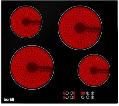 Baridi 60cm Built-In Ceramic Hob 4 Cooking Zones, Black Glass, 6000W with Touch Controls, Timer, Residual Heat Indicator and Child Safety Lock, Hard Wired, No Plug Included - DH131