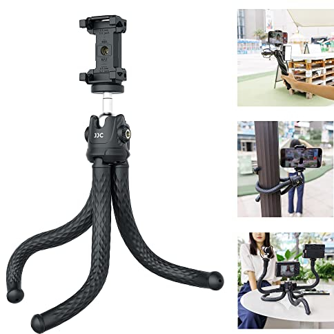 JJC Flexible Phone Tripod, Octopus Camera Mini Tripod Stand for Sony ZV-1 ZV-1F RX100 A6400 Canon EOS M50 II M6 R10 R7 G7XIII G5XII & Phone 16 15 14 13 12 11, Portable Travel Tripod Cellphone Holder
