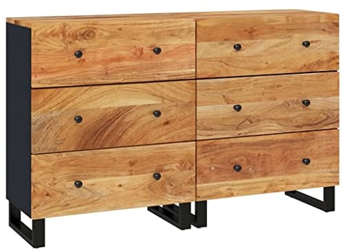 vidaXL 2X Sideboard mit Schubladen Schrank Anrichte Beistellschrank Kommode Schubladenschrank Mehrzweckschrank 60x33x75cm Massivholz Akazie