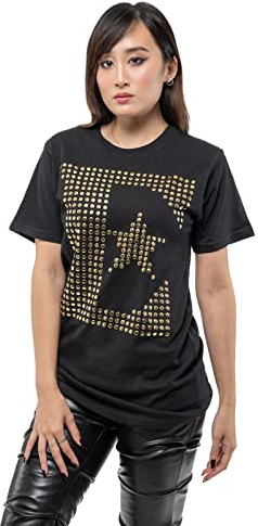 Elton John Unisex Diamante E Logo, offizielles, Schwarz T-Shirt, XL