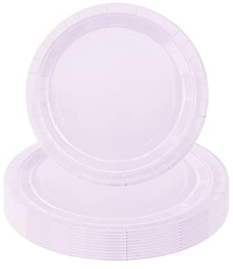 Platos de papel de color lila claro, 16 unidades de platos desechables de color lila claro, 23 cm, platos redondos desechables, platos de fiesta, vajilla desechable, mesa decoraciones, vajilla de