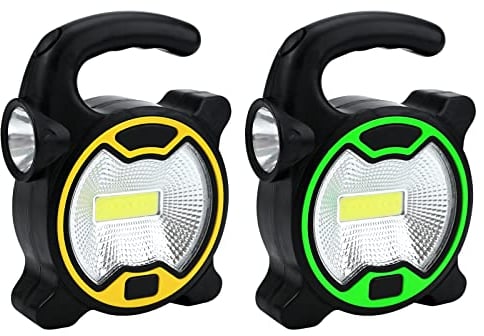 TSLBW 2 Pcs Camping Lights Battery Operated Tent Lights Outdoor Camping Lantern Portable LED Tent Lantern Lamp with 2 LED Light Hanging Lamp Waterproof Emergency Camping Light, Black (MONICA-460)