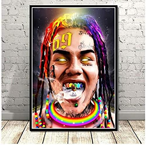 Poster Tekashi69 6Ix9Ine Rapper Musik Sänger Star Poster Leinwand Malerei Kunst Wandbilder Home Decor 50X70Cm Kein Rahmen