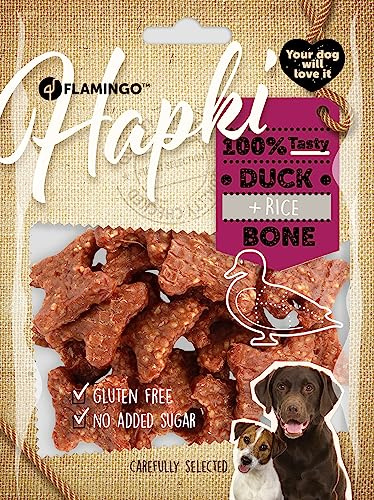 Flamingo Leckerli Hund – Nuggets mit Ente & Reis – 170g – gesunder Hundesnack – glutenfrei – ohne Zuckerzusatz – Snack Hapki