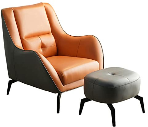 Relaxsessel Sessel,Wohnzimmer-Sessel, Lounge-Stühle, Leder-Fußhocker, hohe Rückenlehne, Patchwork-Lesung, für Schlafzimmer, Büro, kleine Räume
