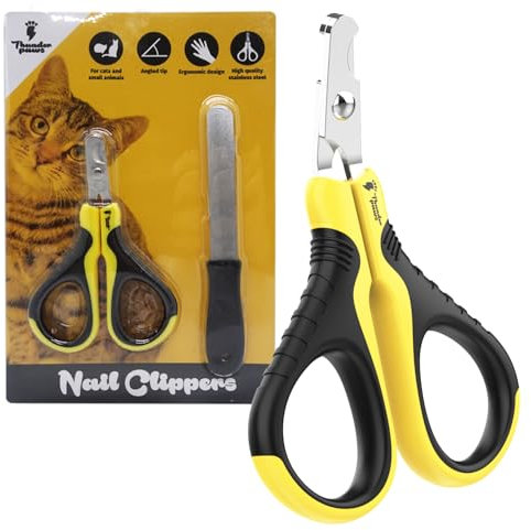 Thunderpaws Professional-Grade Cat Nail Clippers with Angled Tip - Nail File Included - Suitable for Cats and Small Animals