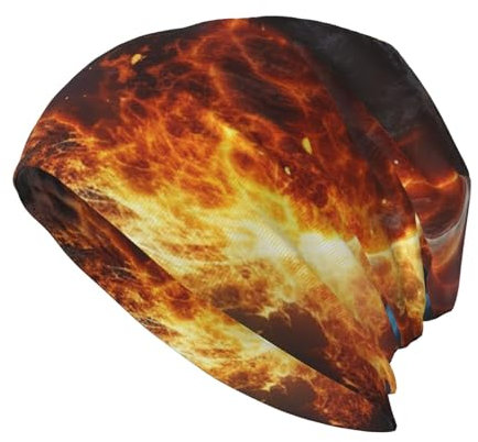 Slouchy Beanie-Mütze, lässig, modisch, Totenkopfmütze, Planet, Eis und Feuer, Strickmütze für Damen und Herren, Planet Ice and Fire, Einheitsgröße