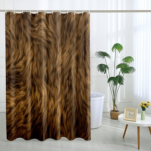Rustic Cow Shower Curtain with 12 Hooks Animal Bear Cow Luxury Elegant Brown Polyester Room Ornaments Waterproof Decorative Bathroom Hotel Bathtub Outdoor Short Shower Curtain 62x72 Inch