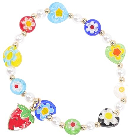 SHERCHPRY Erdbeer Armband Mädchen-Partybevorzugung Schnapparmbänder für Kinder weihnachtsgeschenke weihnachts präsente Früchte Armband Erdbeer-Armband Obst Perlen Charme