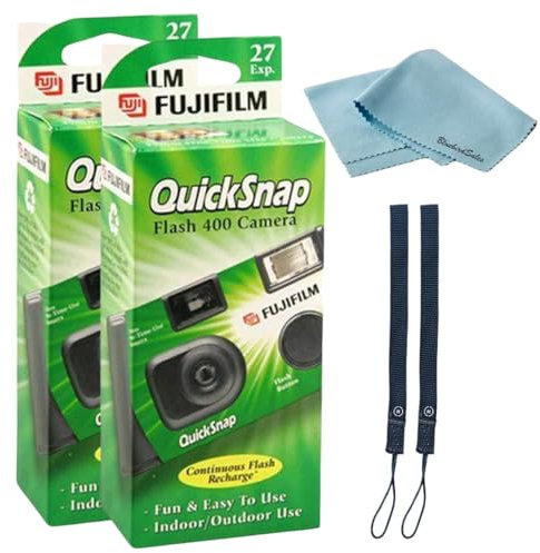 Fujifilm QuickSnap Flash 400 Appareil photo jetable 35 mm • 1 paquet • Dragonne • Album photo BluebirdSales noir et chiffon en microfibre