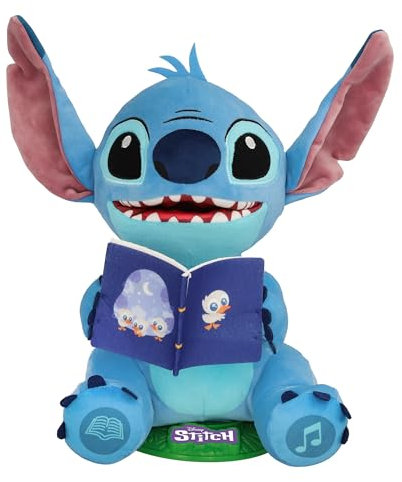 IMC Toys Stitch Storyteller Disney, Peluche Interactif de Lilo & Stitch, Chante 4 Chansons et Raconte 4 Histoires en Français, Anglais et Italien, Mode Veilleuse, Cadeau pour Enfants à Partir de 3 Ans