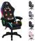 ALFORDSON Sedia Gaming, Sedia da Corsa con Illuminazione LED RGB, Poltrona per Computer Massaggiante con Poggiapiedi, Sedia Ergonomica Girevole con Schienale a Leva, Tessuto, Nero