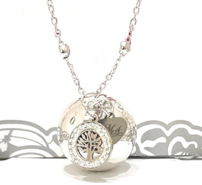 Collana Chiama Angeli Gravidanza, Richiamo Degli Angeli , confezione regalo inclusa Collana Lunga Gravidanza, Sfera Sonora pendoli Argento 925 (Sfera sonora con ciondolo albero della vita zirconi)
