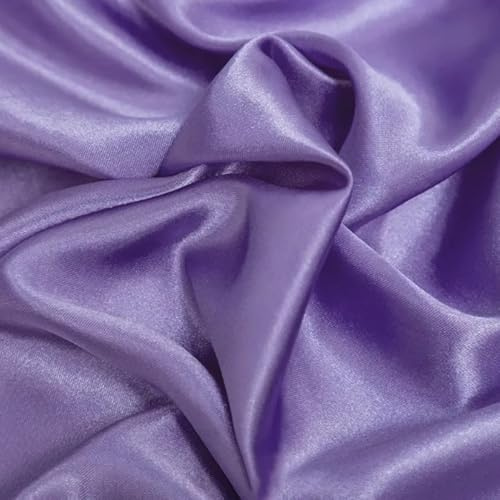 1 Meter x 150 cm Satin Stoff, Stoffe zum Nähen Stoff Satin Meterware Fabric Dekostoff Einfarbig Bekleidungsstoff Nähenstoff für Mode kleidung Geschenk, Handwerk Dekoration,Lila