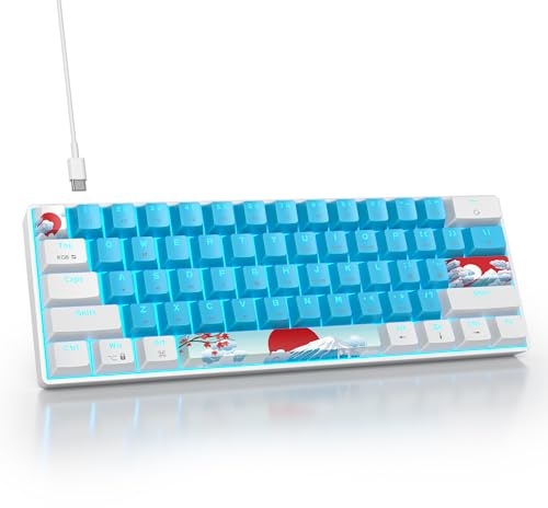 SbocKeeb Gaming Tastatur 60 Prozent, Wired RGB Mechanische Tastatur America QWERTY, Mini 61 Tasten USB Tastatur Anti-Ghosting für PC Gamer Typist（GS61 RGB-61 Blue）