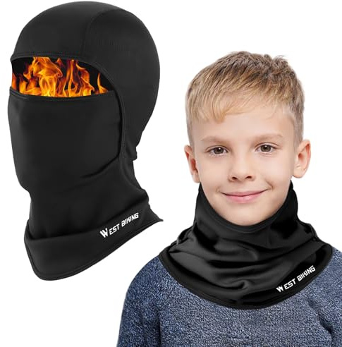 AYPOW Kinder Sturmhaube Warm, Multifunktional Winddicht Fleece Skimaske Radfahren Gesichtsmaske unter dem Helm, Sturmmaske Mütze mit Halswärmer für Jungen Mädchen 4–12, Winter Outdoor Sport