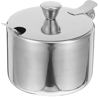Alipis Stainless Steel Sugar Bowl and Spice Jar Set with Lids, Condiment Containers, and Spoons - Silver