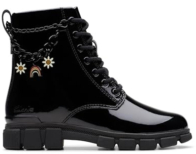Clarks Evyn Charm O Girls Boots 2 Black Patent