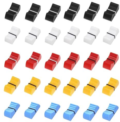 Fader Kappen, 30 Stück Fader Caps, Mischpult Schieberegler Knöpfe, Fader Drehknopf Kappe, Einfache Installation, Für Volume Ton Bühnenbeleuchtung Abblendkappe, Innenloch 8mm/4mm (5 Farben)