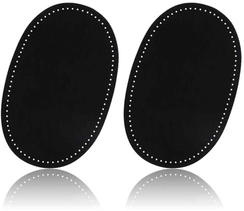 2pcs Elbow Patches for Sweaters, Oval Elbow Knee Patches for Clothes Artificial Leather Sew-On Fabric Elbow Iron Patches Repair Patches for Sweaters Jackets Down Jackets Pants (Black)