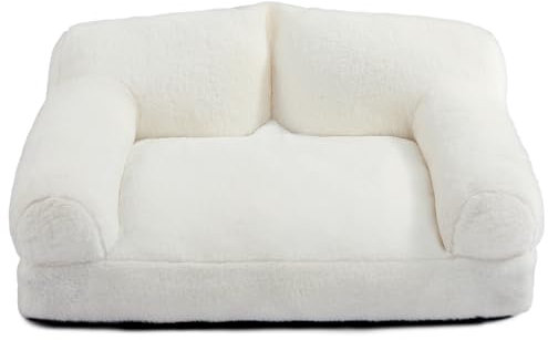 Hollypet Letto per Gatti Letto per Cani di Piccola Taglia, Soffice Divano Lettino in Peluche per Gatti e Cuccioli, Morbido Divano Traspirante Nido per Animali Domestici, Beige